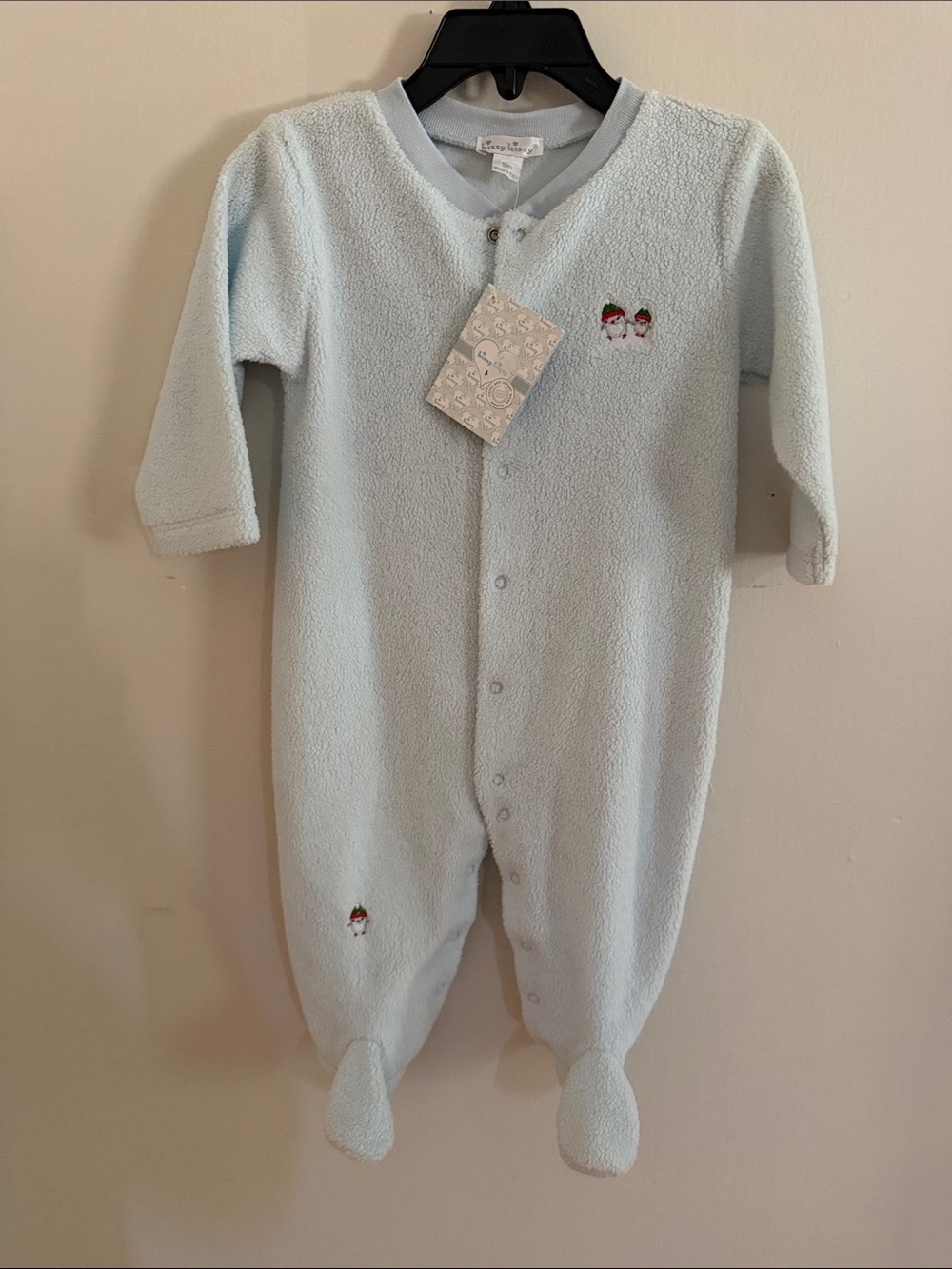 Kissy Kissy snow attic adventures Sherpa Light Blue Plush Footed One-Piece